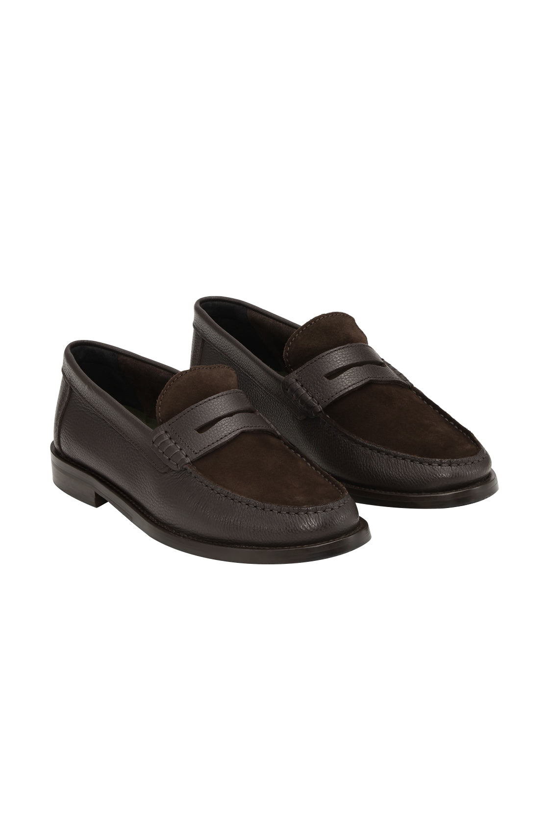 Les Deux Suede Mix Loafer Mole Brown