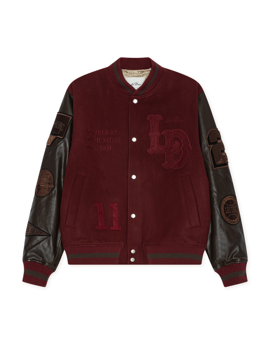 Les Deux Varsity Jacket Chocolate Truffle Red