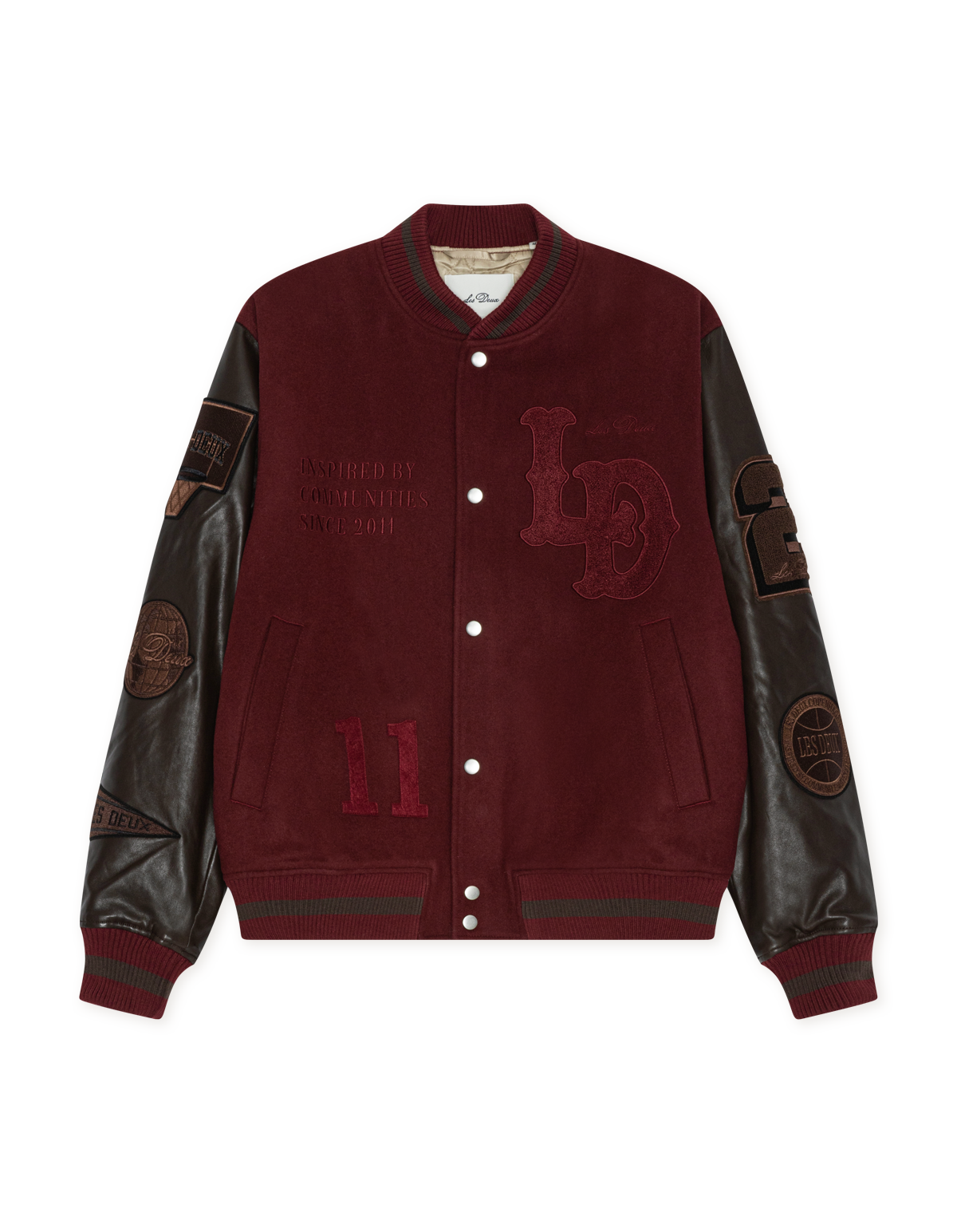 Les Deux Varsity Jacket Chocolate Truffle Red