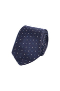 Ascot 7.5cm Silk Dot Pattern Tie Navy