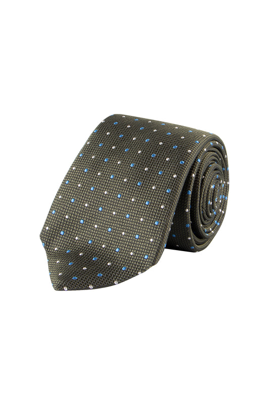 Ascot 7.5cm Silk Dot Pattern Tie Dark Green