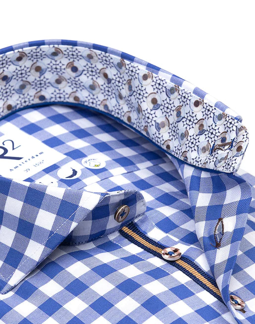 R2 Amsterdam Gingham LS Shirt Blue Vichy Chk