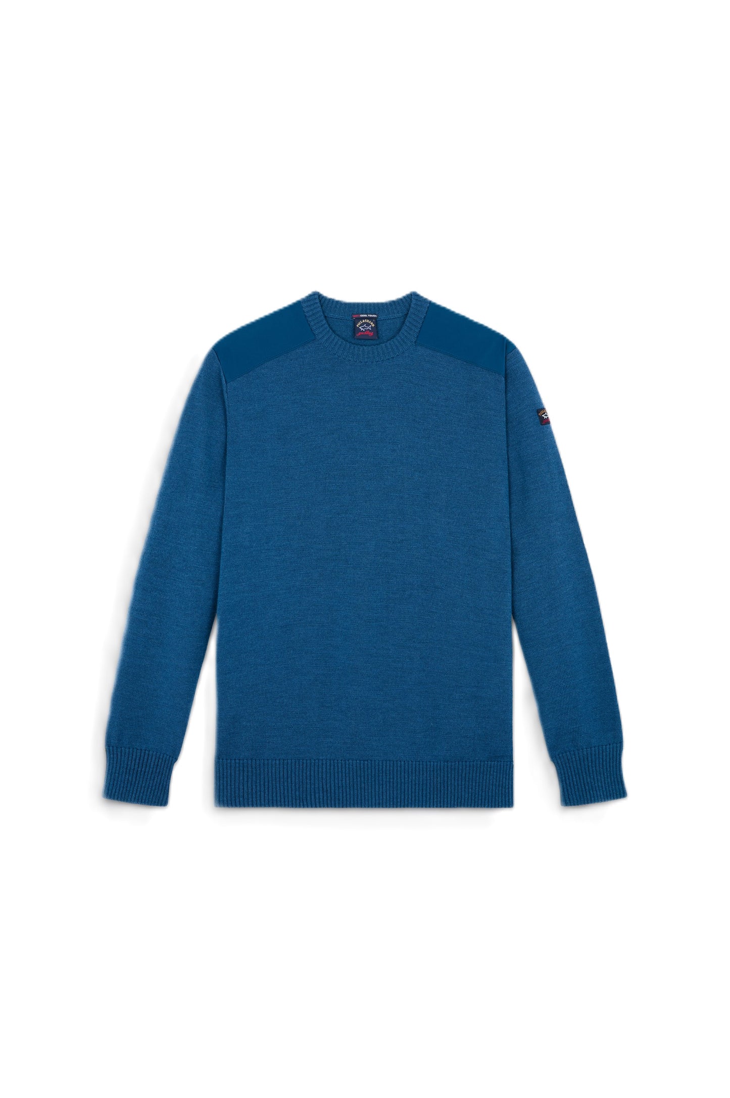 Paul & Shark Wool Crew With Shoulder Pads Navy/Green