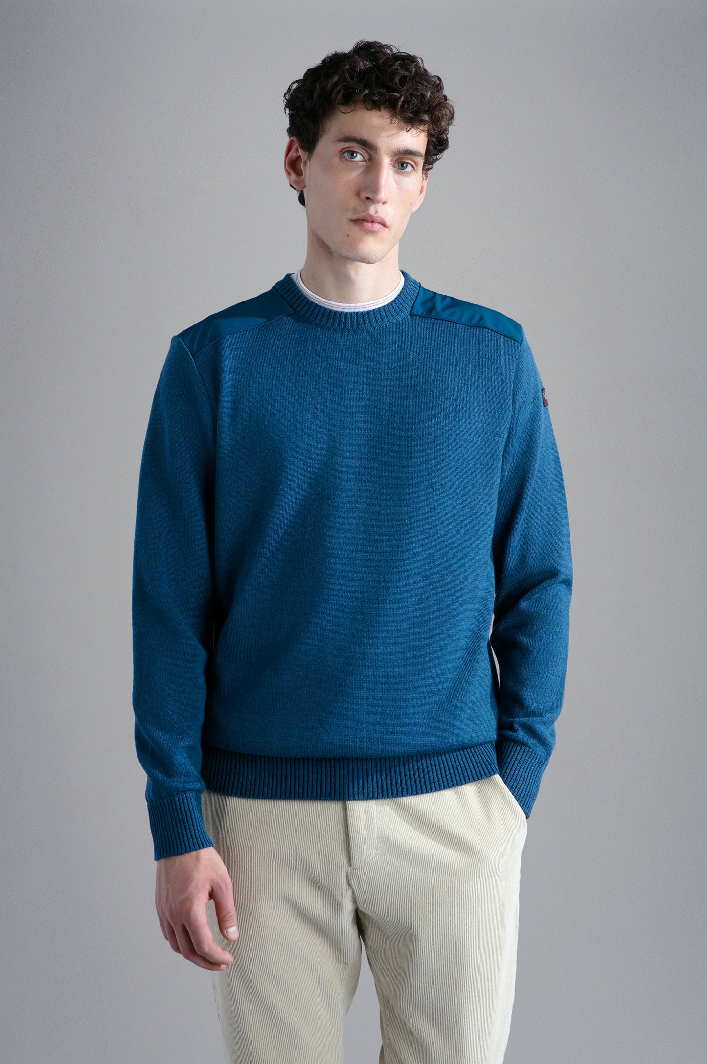 Paul & Shark Wool Crew With Shoulder Pads Navy/Green