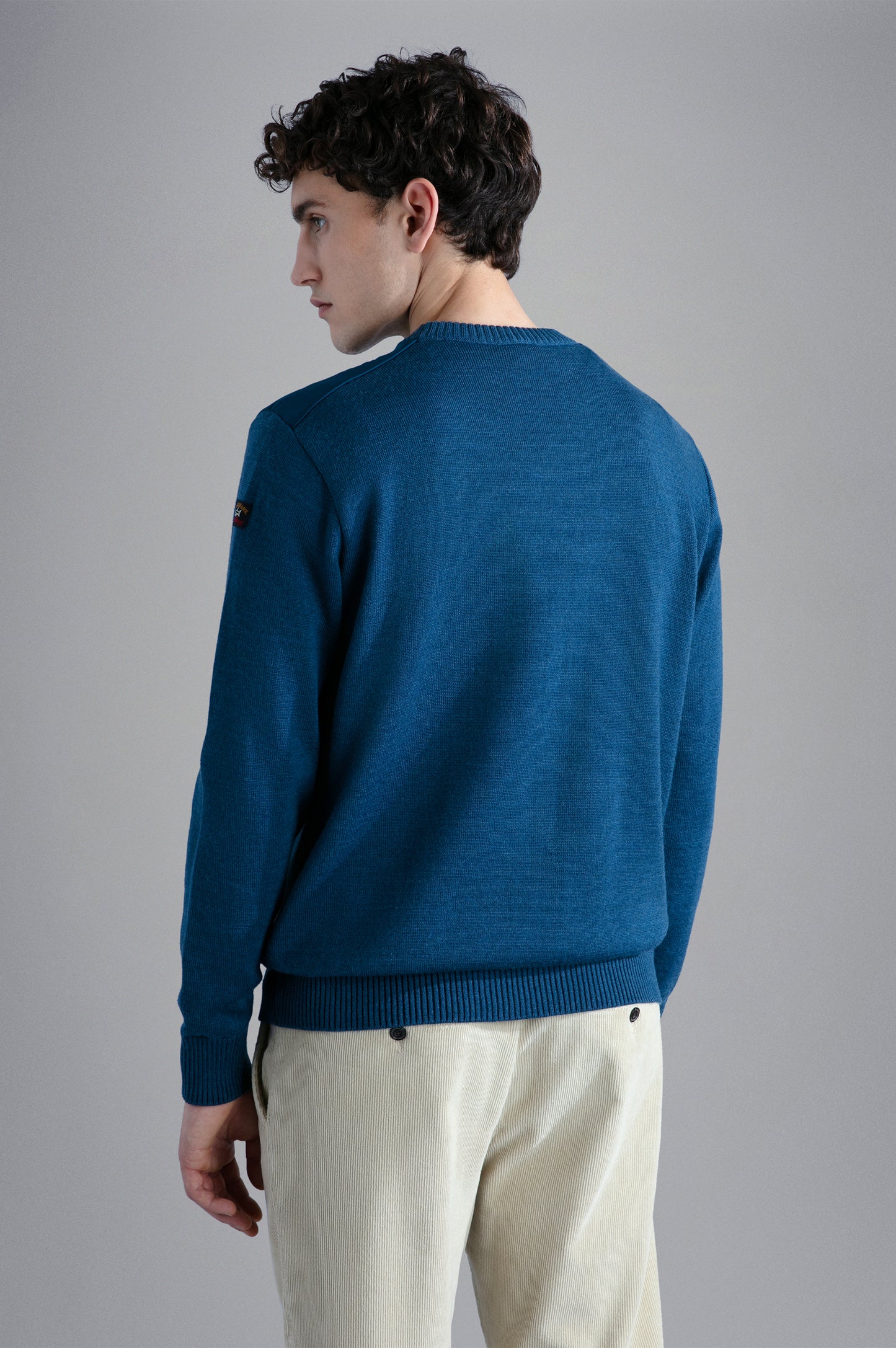 Paul & Shark Wool Crew With Shoulder Pads Navy/Green