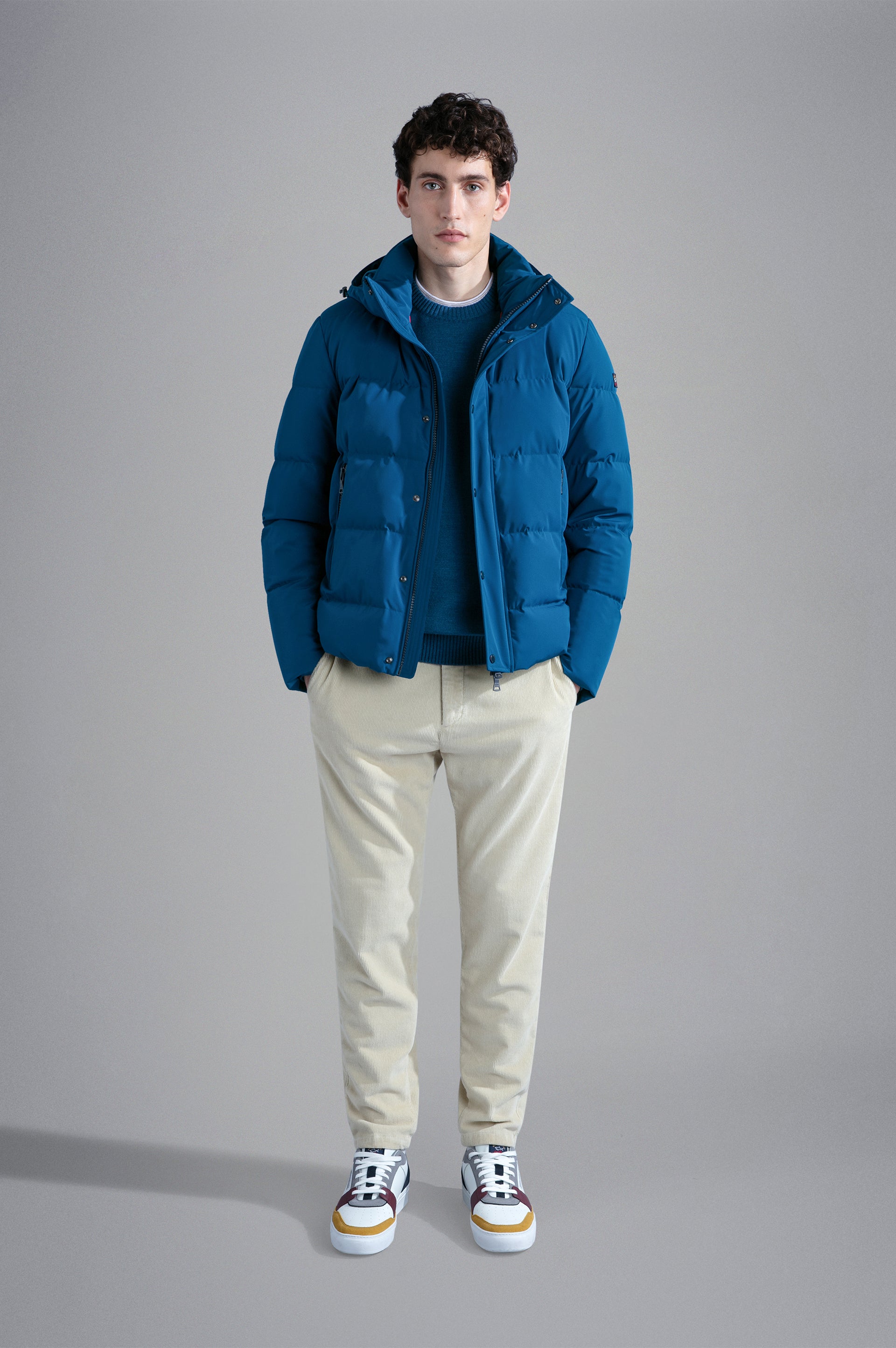 Paul & Shark Wool Crew With Shoulder Pads Navy/Green