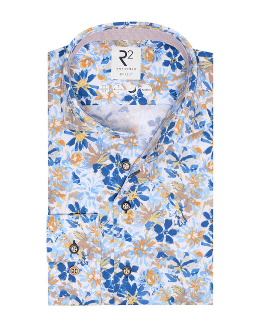 R2 Amsterdam Floral Print Shirt Blue