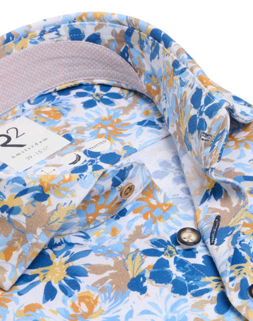 R2 Amsterdam Floral Print Shirt Blue