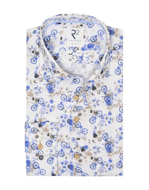 R2 Amsterdam Bike Print Shirt Blue