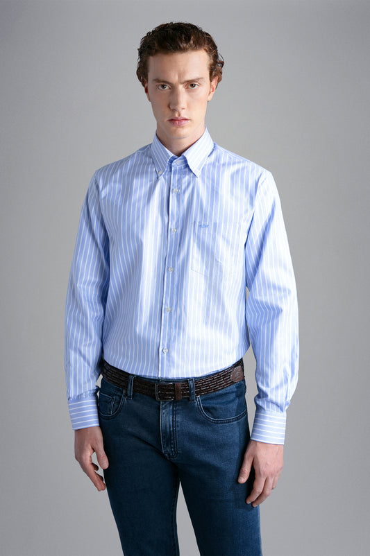 Paul & Shark Oxford Cotton LS Shirt Blue Stripe