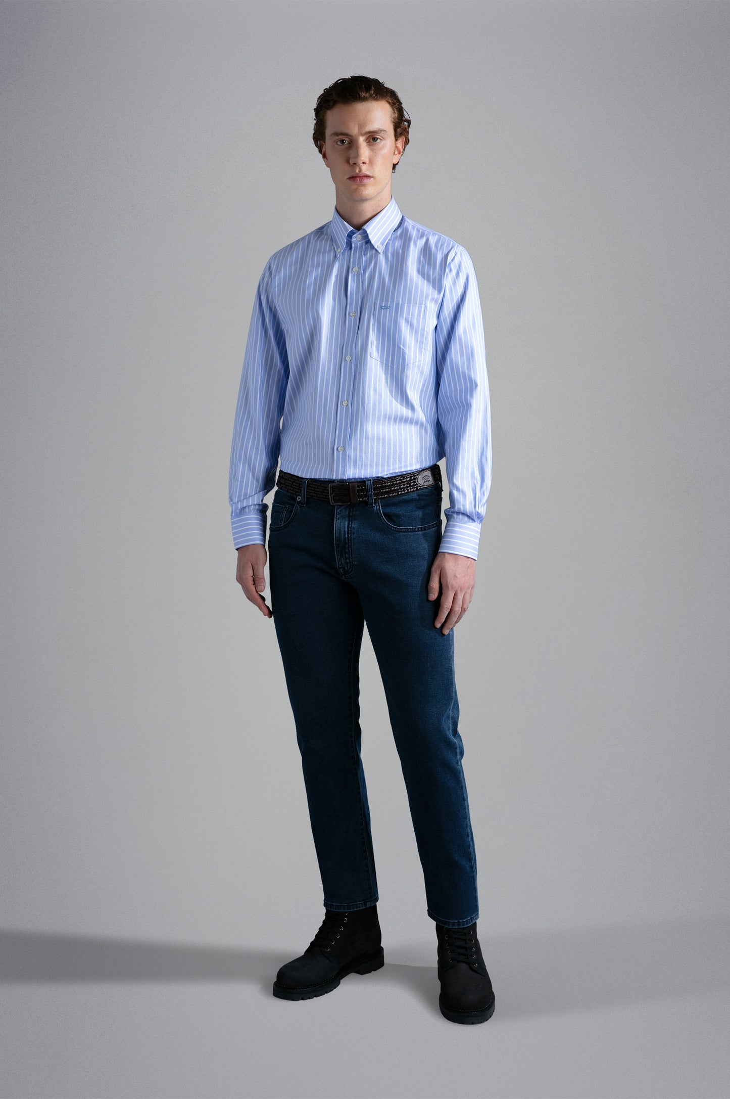 Paul & Shark Oxford Cotton LS Shirt Blue Stripe