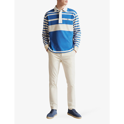 Ted Baker Bering Mixed Stripe Rugby Polo Mid Blue