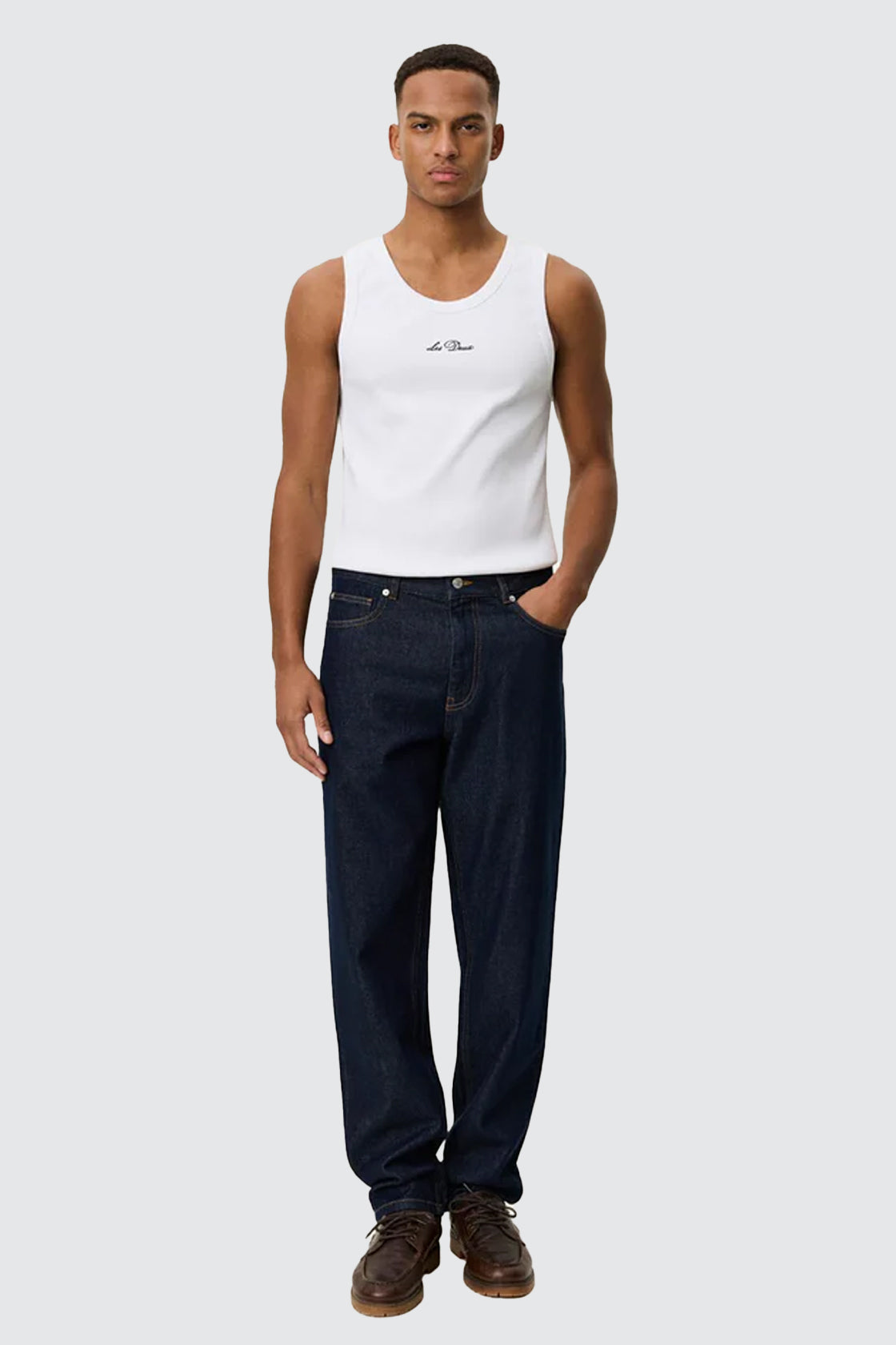 Les Deux Ryder Washed Denim Jeans 32L Dark Indigo Wash