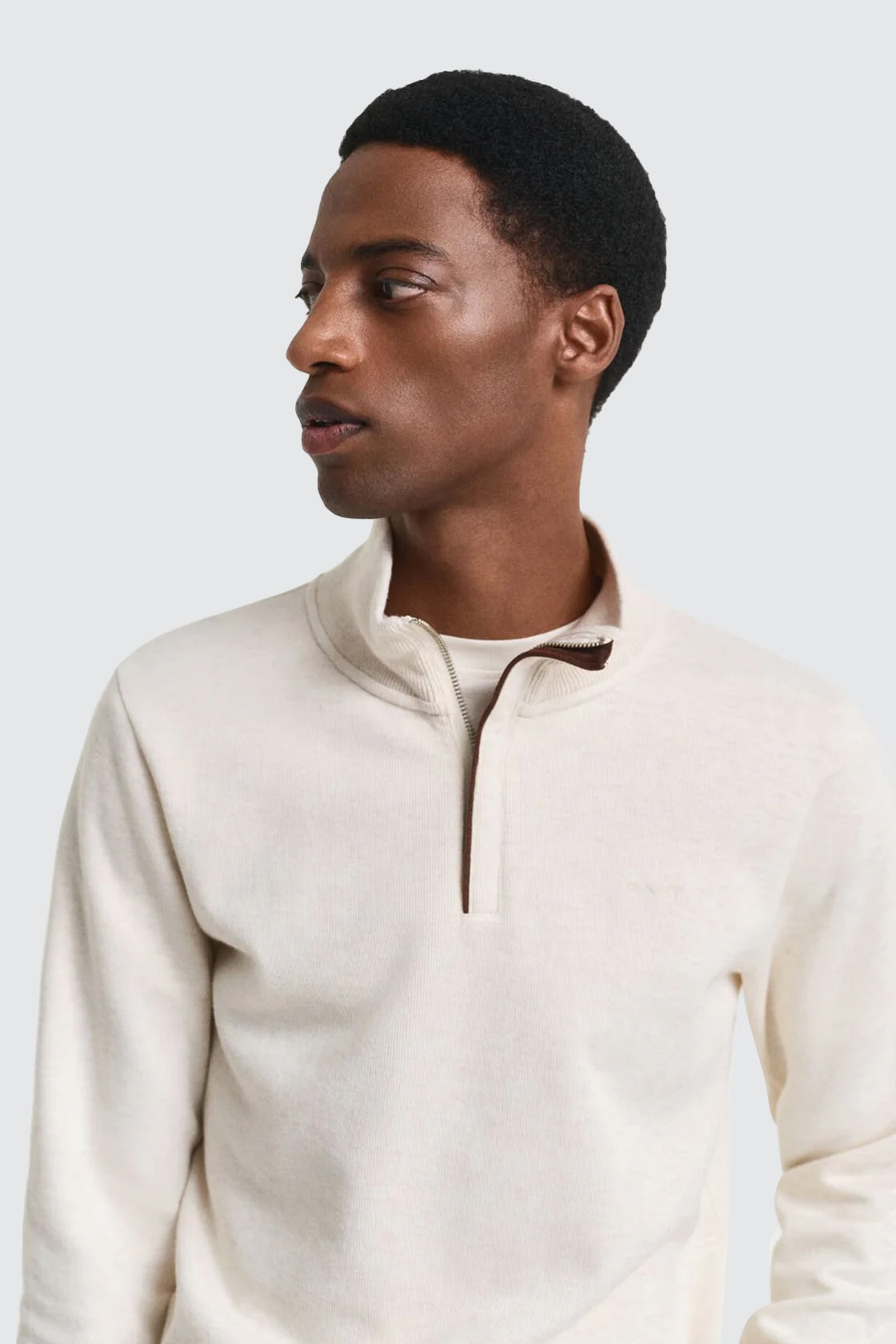 Gant Sacker Rib Half Zip Sweat Cream