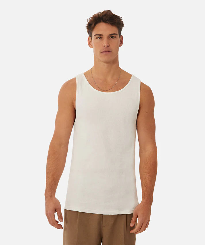 Industrie The Brando Ribbed Singlet Chalk