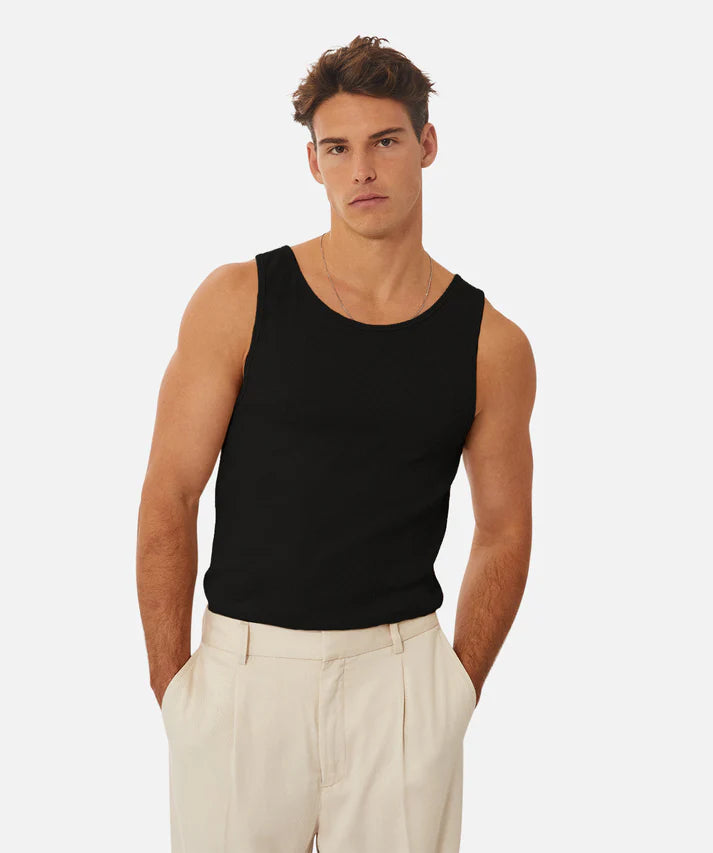 Industrie The Brando Ribbed Singlet Black