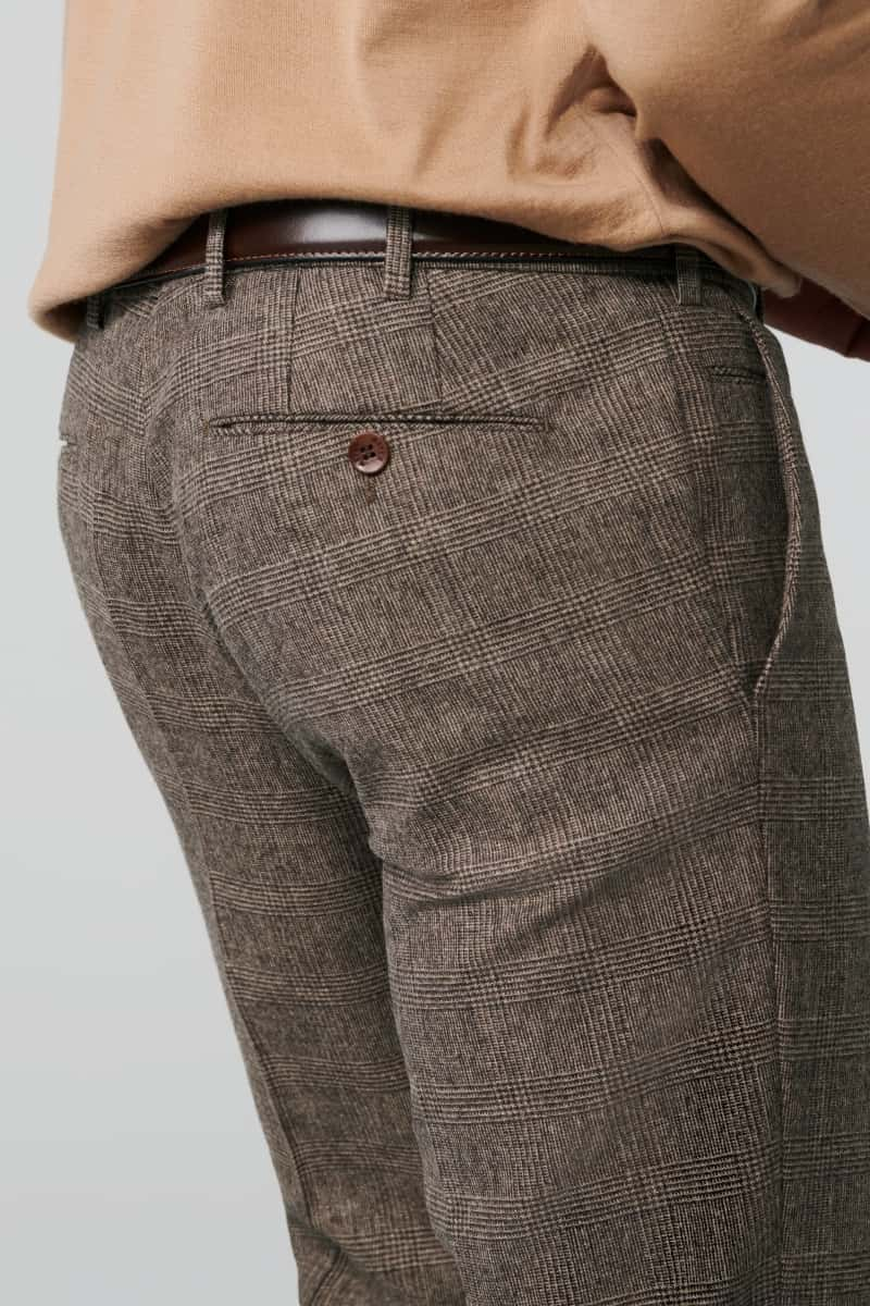 Meyer Bonn Check Business Trouser Brown