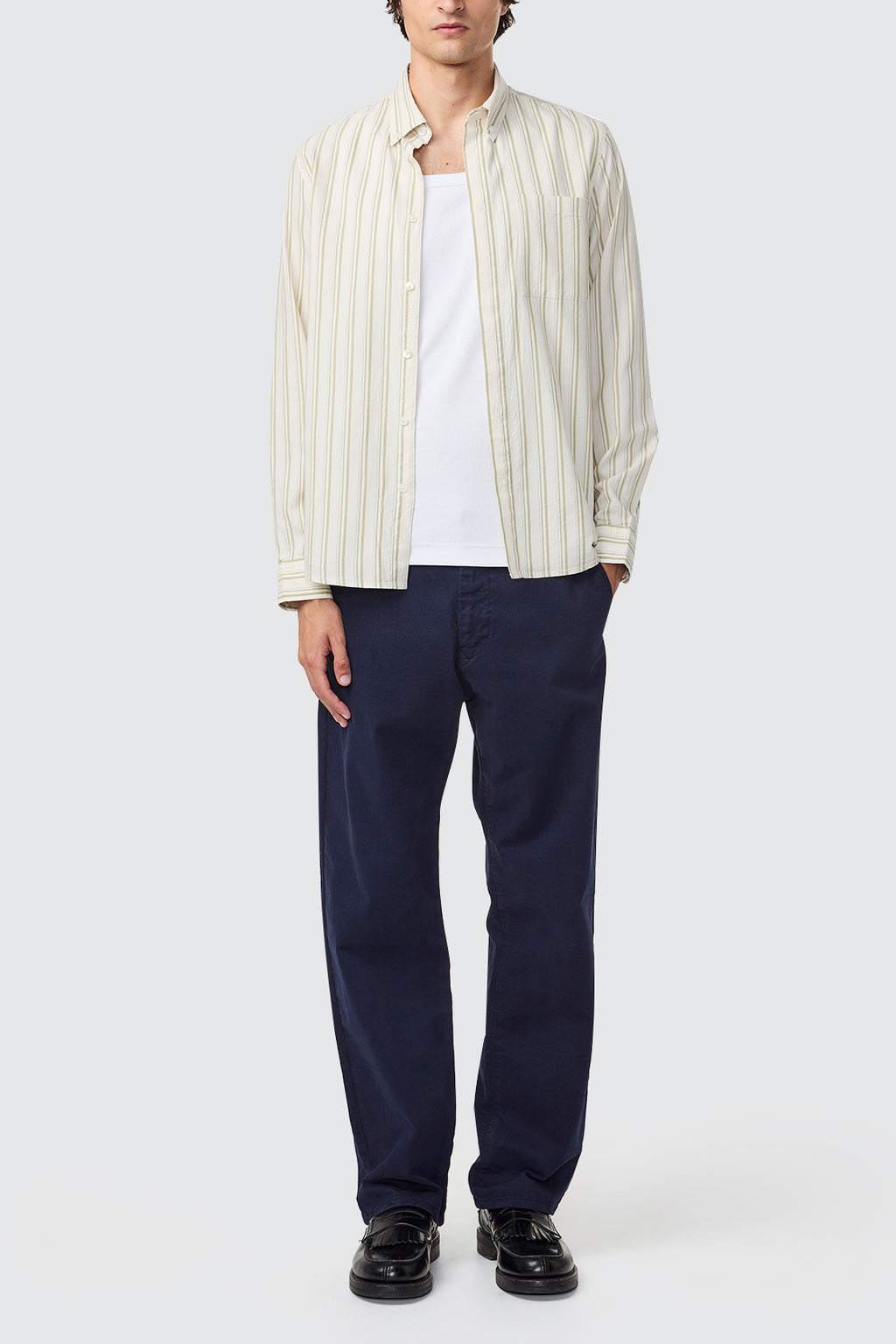 NN07 Arne BD LS Shirt Moss Stripe