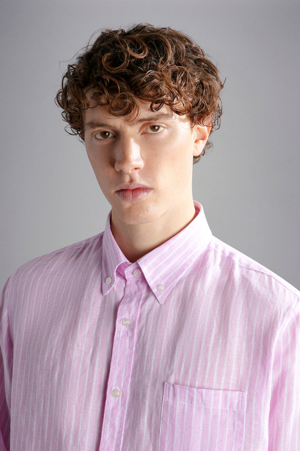 Paul & Shark Linen BD Shirt Pink Stripe
