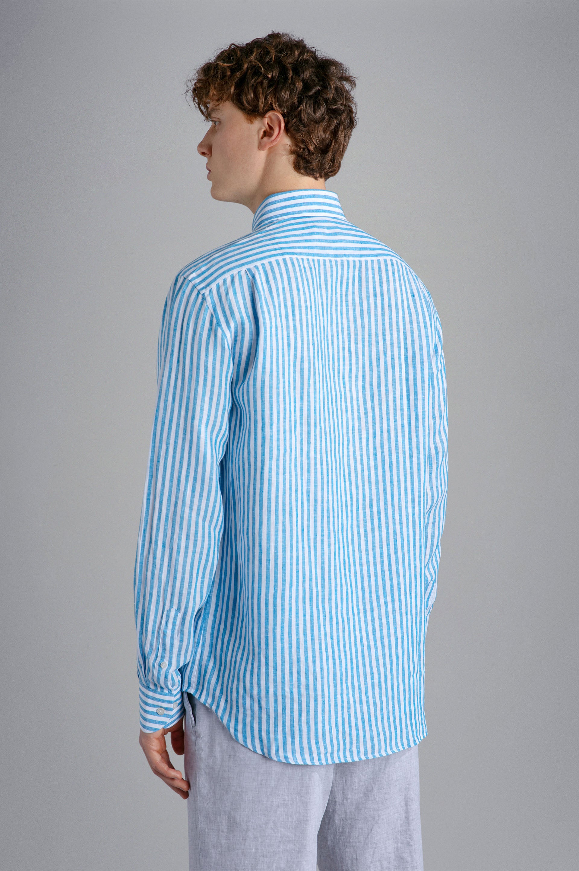 Paul & Shark Linen BD Shirt Blue Stripe