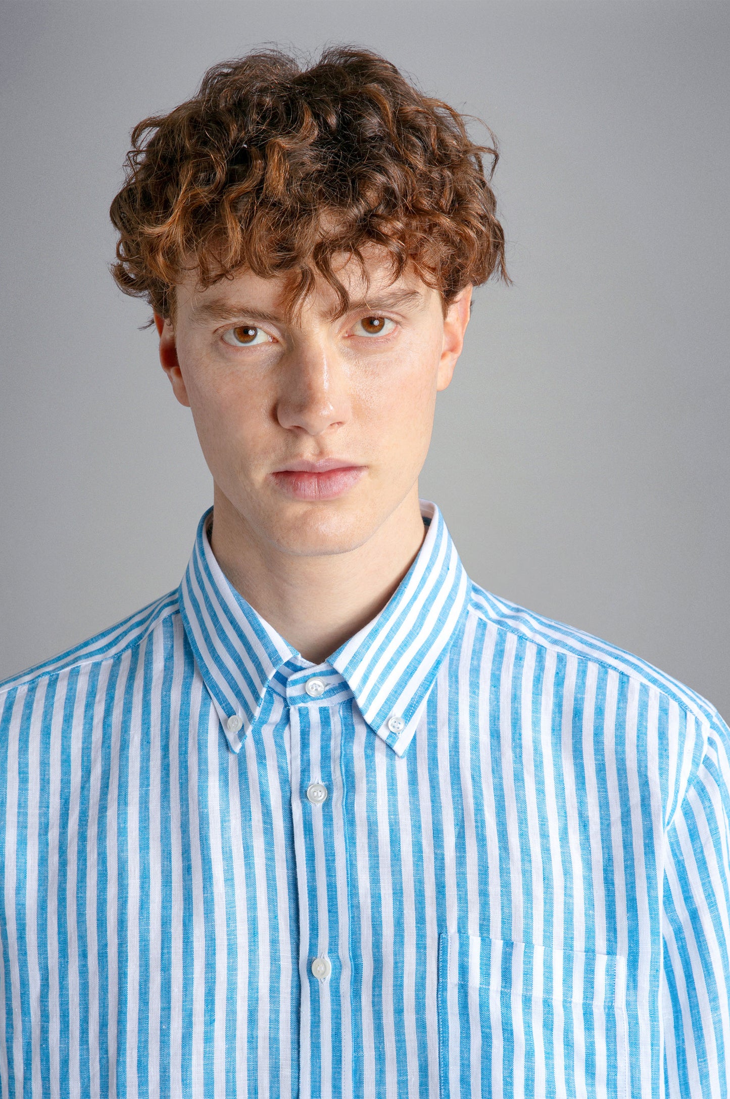 Paul & Shark Linen BD Shirt Blue Stripe