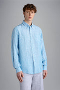 Paul & Shark Linen BD Shirt Blue Stripe
