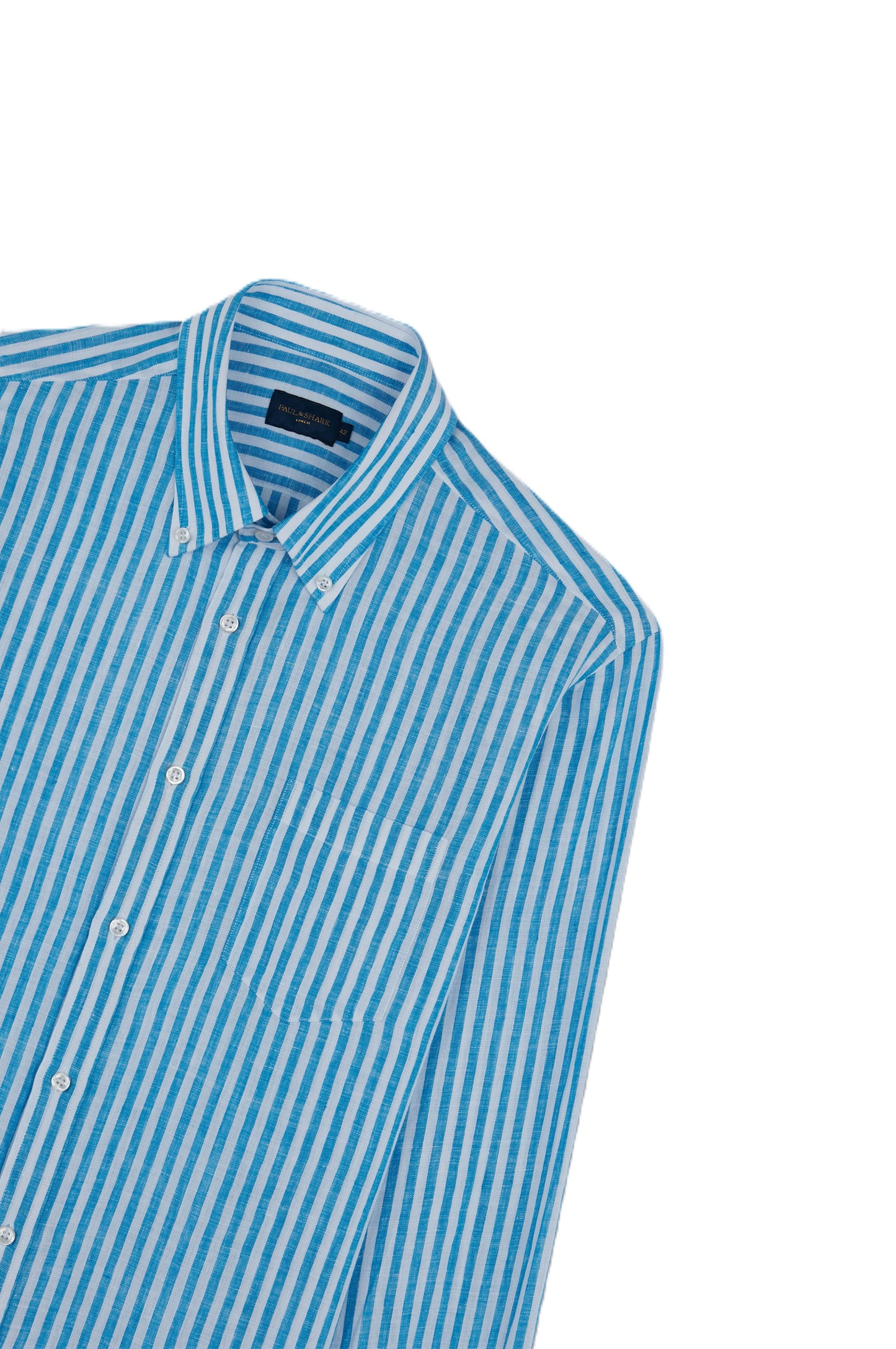 Paul & Shark Linen BD Shirt Blue Stripe