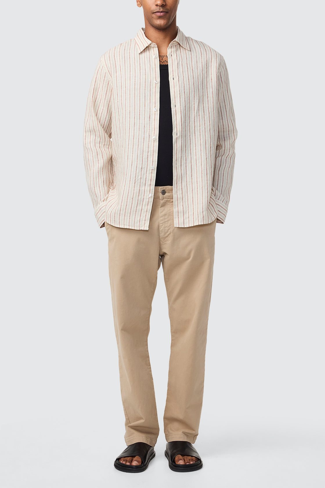 NN07 Enzo LS Shirt Brown Stripe