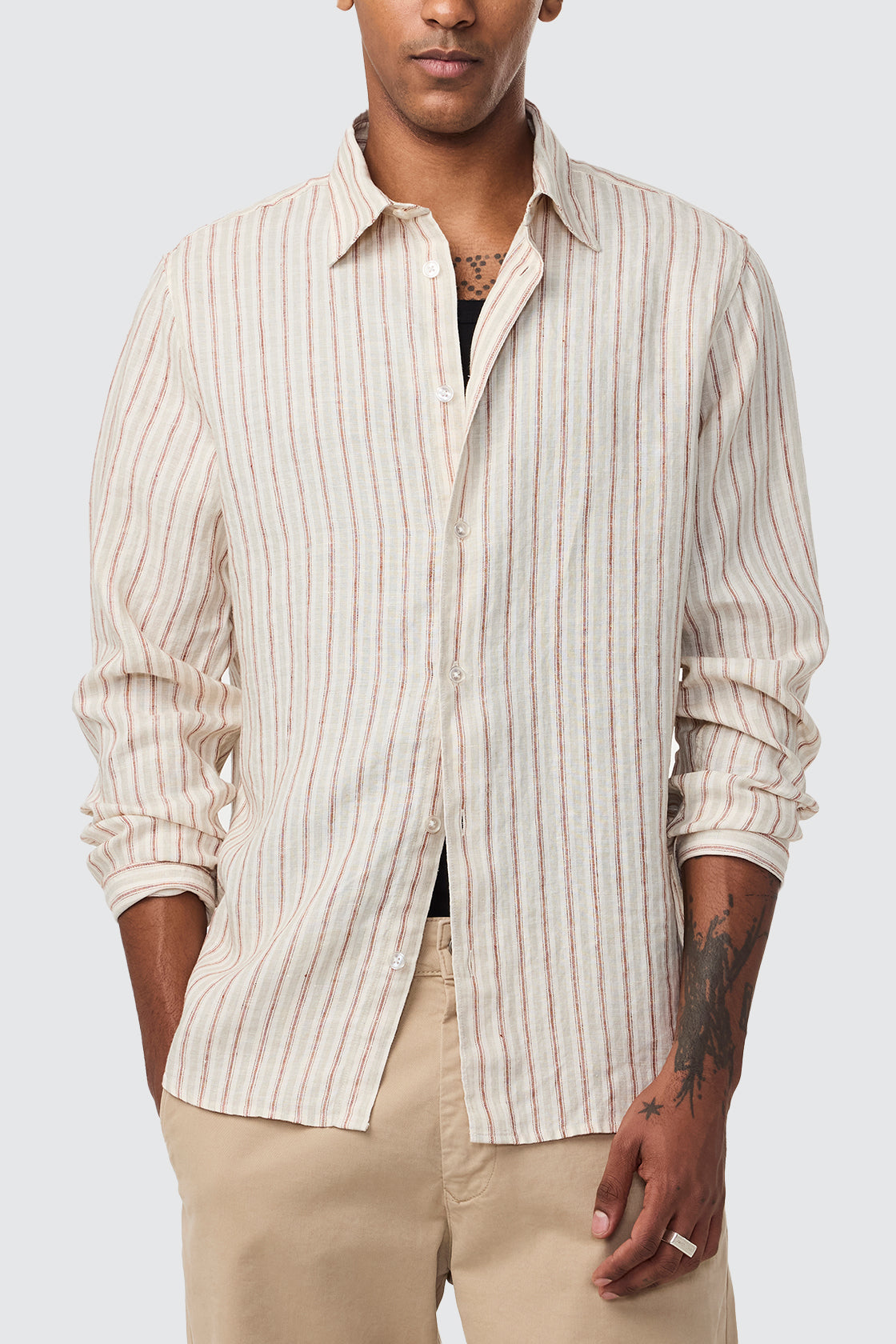 NN07 Enzo LS Shirt Brown Stripe
