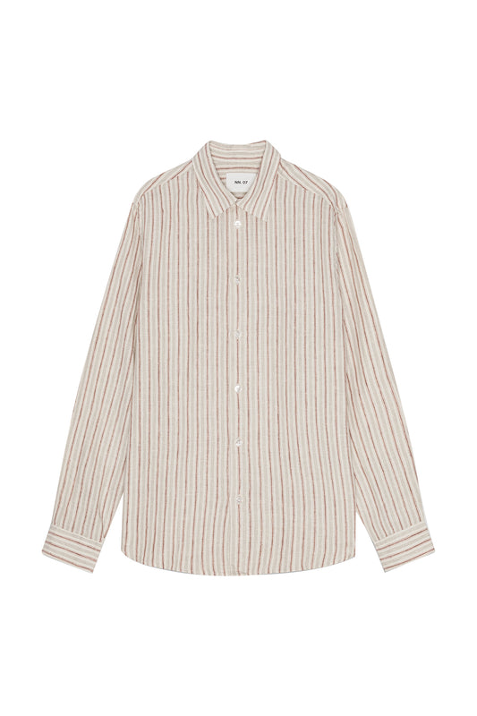 NN07 Enzo LS Shirt Brown Stripe