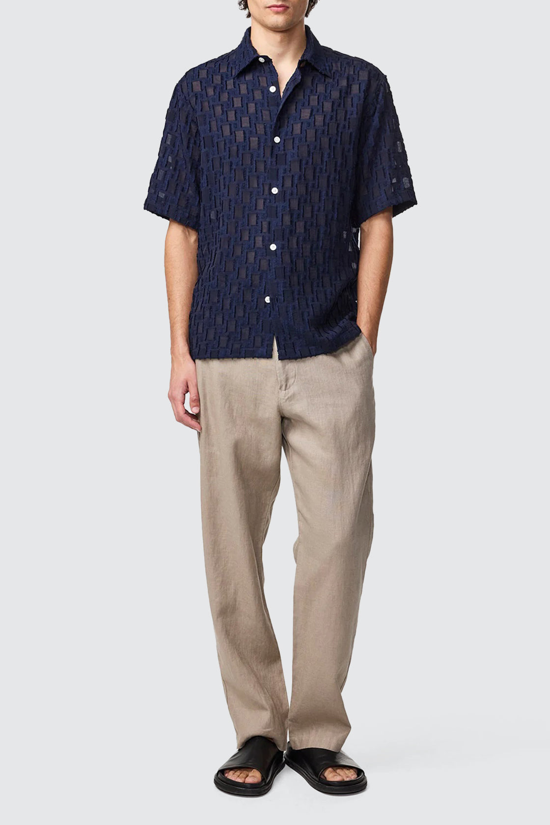 NN07 Freddy SS Shirt Navy Blue