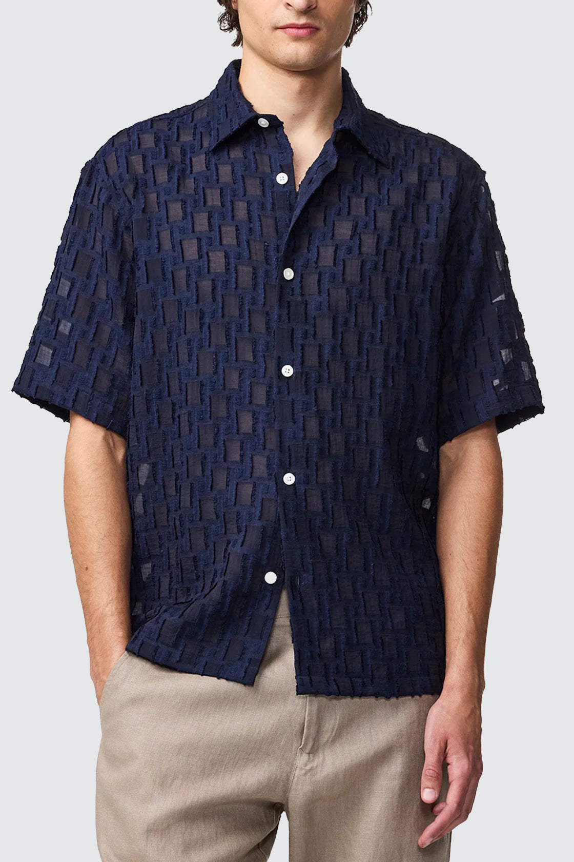 NN07 Freddy SS Shirt Navy Blue