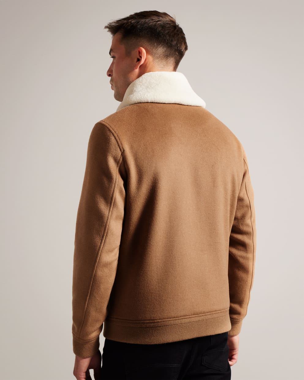 Ted Baker Aruncus Wool Bomber Jacket Tan