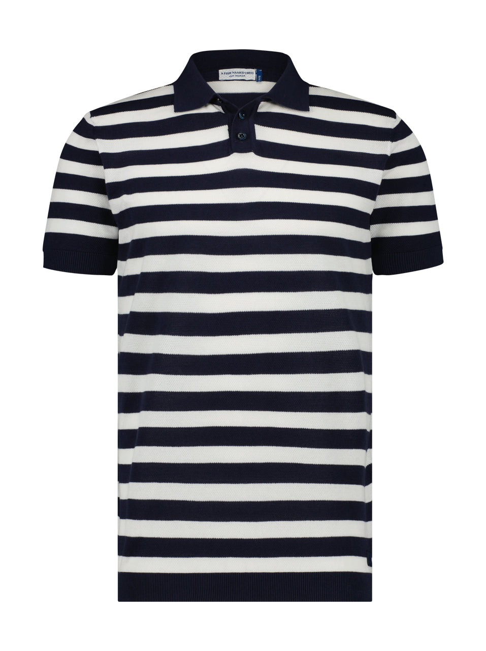 A Fish Named Fred Knit SS Polo Navy Stripe