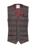 A Fish Named Fred Tweed Look Waistcoat Red / Navy