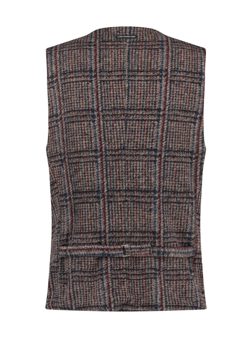 A Fish Named Fred Tweed Look Waistcoat Red / Navy