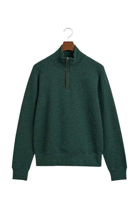 Gant Sacker Rib Half Zip Sweat Tartan Green