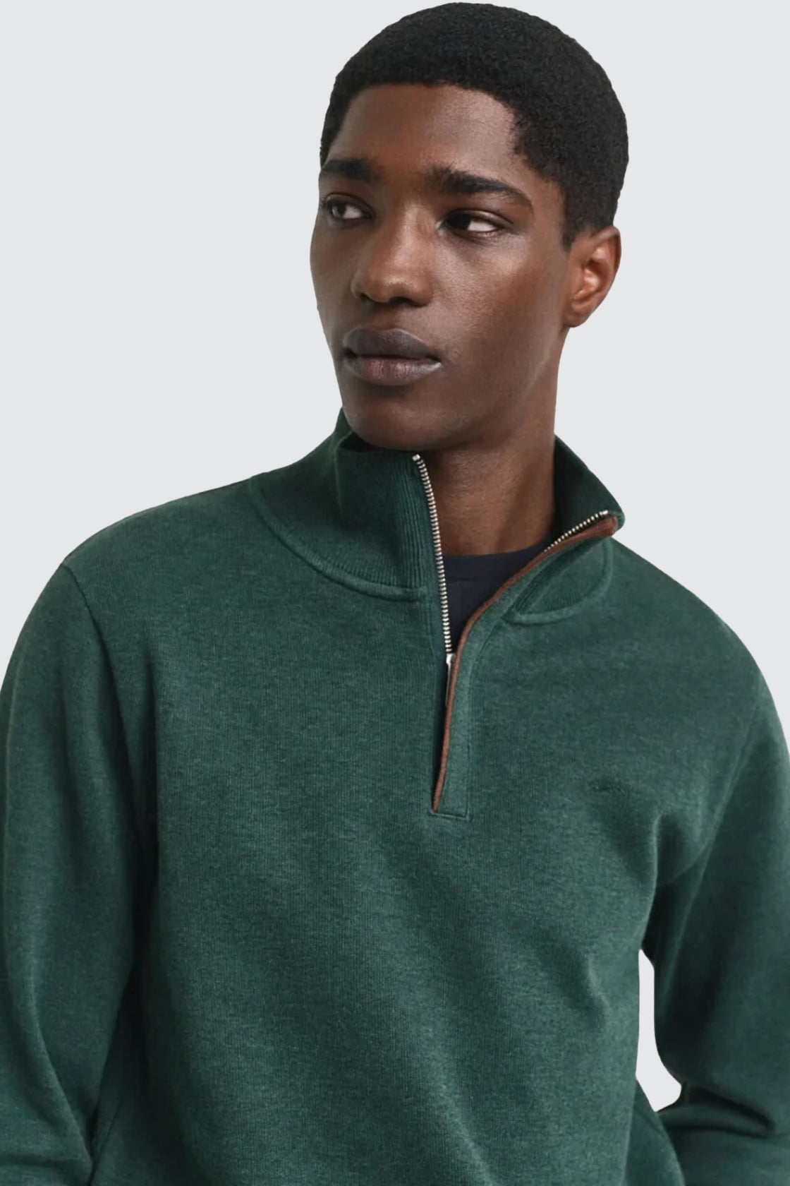 Gant Sacker Rib Half Zip Sweat Tartan Green