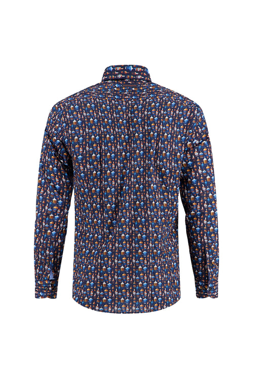 A Fish Named Fred Bottle Row LS Shirt Navy