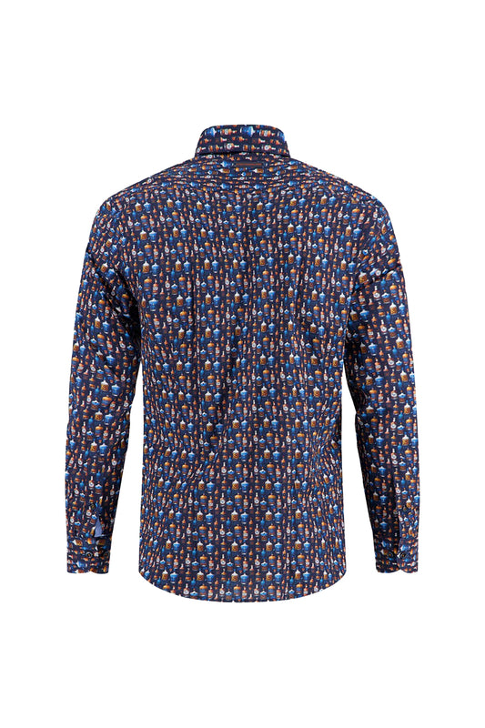 A Fish Named Fred Bottle Row LS Shirt Navy