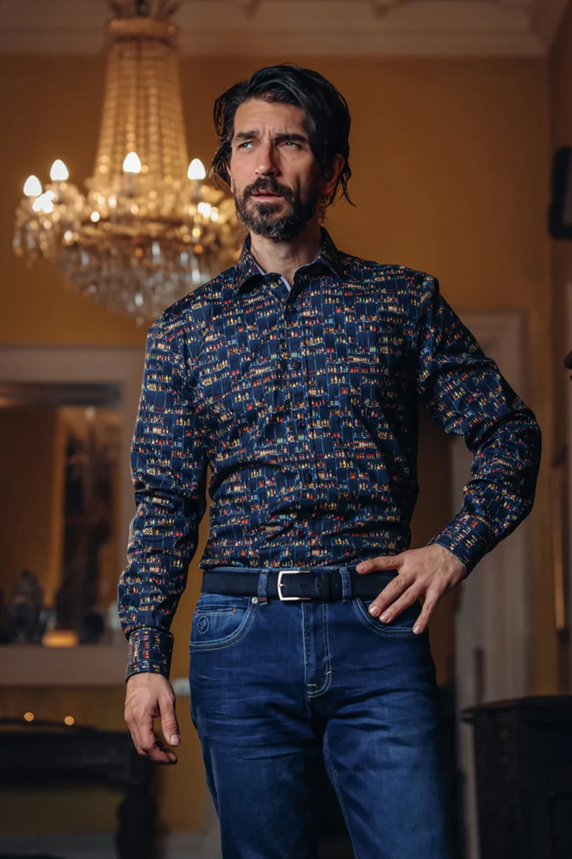 A Fish Named Fred Liquor Store LS Shirt Navy