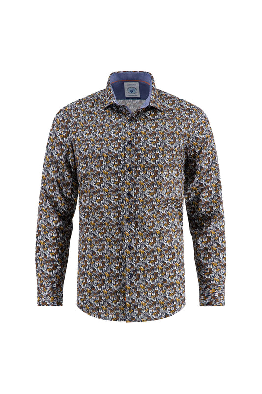 A Fish Named Fred Tumbling Glass LS Shirt Mustard