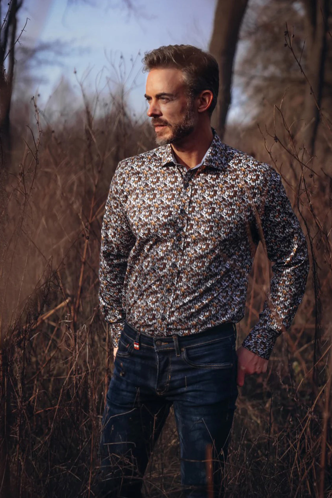 A Fish Named Fred Tumbling Glass LS Shirt Mustard