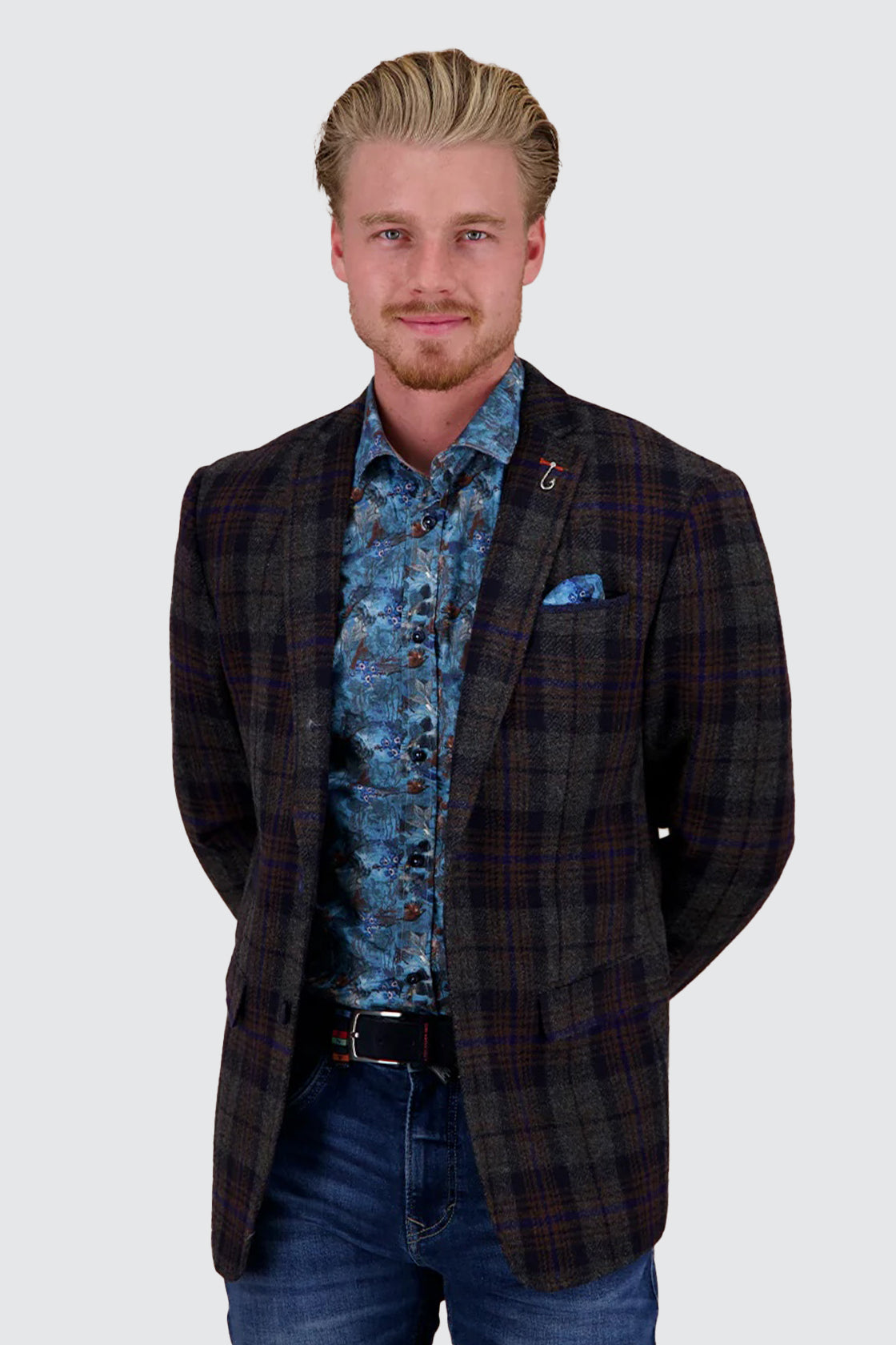 A Fish Named Fred Tartan Wool Sportscoat Navy