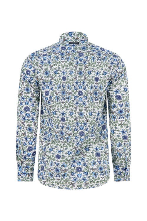 A Fish Named Fred Art Nouveau LS Casual Shirt Cobalt