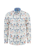 A Fish Named Fred Birdy Blooms LS Casual Shirt White