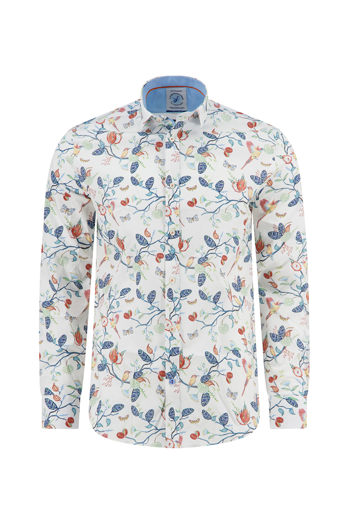 A Fish Named Fred Birdy Blooms LS Casual Shirt White