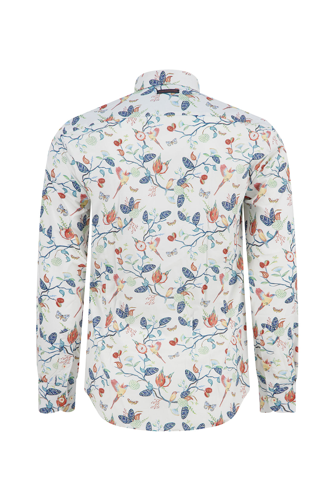 A Fish Named Fred Birdy Blooms LS Casual Shirt White