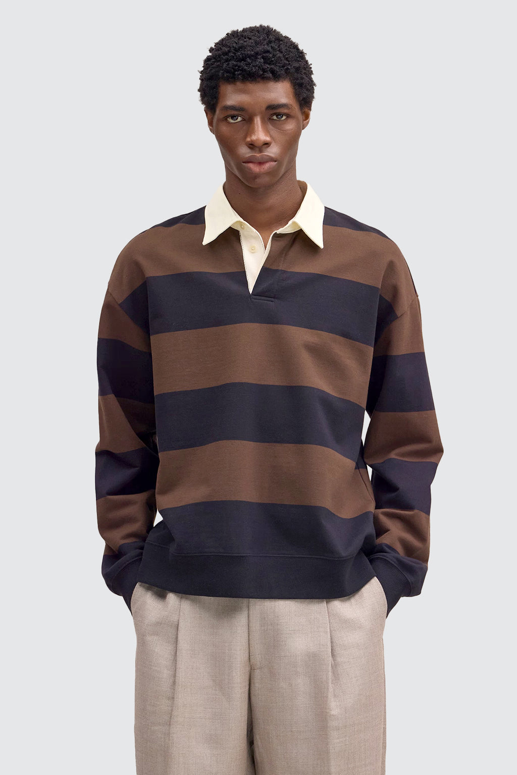 NN.07 30043 David LS Polo Brown Stripe