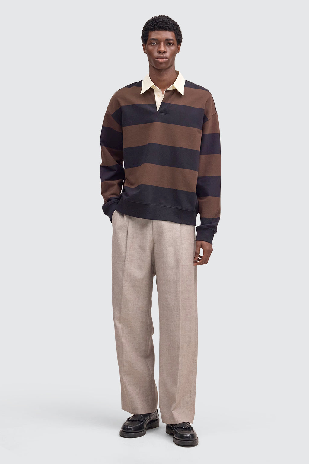 NN.07 30043 David LS Polo Brown Stripe